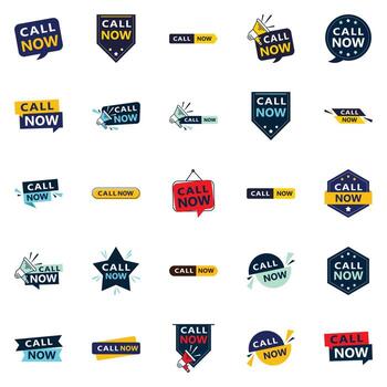 Call Now 25 Modern Typographic Elements for promoting calling in a current way vector