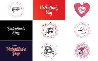 Happy Valentine's Day typography poster with handwritten calligraphy text. isolated on white background vector illustration