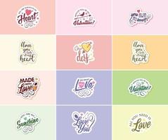 Saying I Love You with Valentine's Day Typography Stickers vector