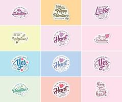 Celebrate Your Love with Beautiful Typography and Graphic Stickers vector