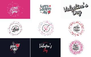 Happy Valentine's Day typography poster with handwritten calligraphy text. isolated on white background vector illustration