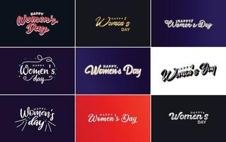 International Women's Day lettering with a love shape. suitable for use in cards. invitations. banners. posters. postcards. stickers. and social media posts vector