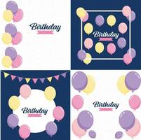 Happy Birthday written in colorful. handwritten script with balloons and streamers in the background vector