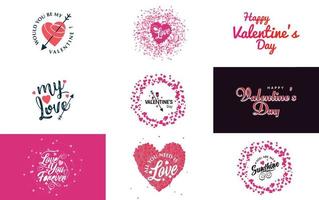 Happy Valentine's Day greeting card template with a romantic theme and a red color scheme vector