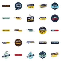 25 Professional Typographic Designs for a refined savings message Save Now vector