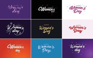 conjunto de tarjetas del día internacional de la mujer con un logotipo y un esquema de color degradado vector