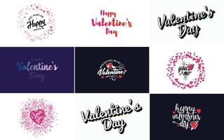 Happy Valentine's Day typography poster with handwritten calligraphy text. isolated on white background vector