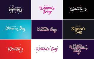 Abstract Happy Women's Day logo with a love vector design in pink. red. and black colors