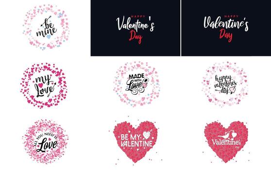 diseño de arte de palabras de amor con un fondo en forma de corazón y un efecto bokeh vector