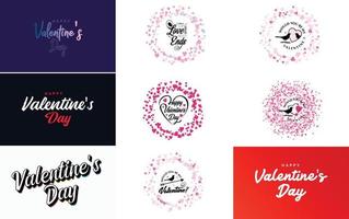 Happy Valentine's Day typography poster with handwritten calligraphy text. isolated on white background vector illustration