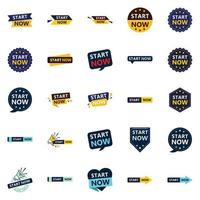 Start Now 25 Fresh Typographic Elements for a lively initiation campaign vector