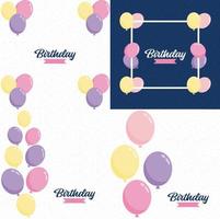 ilustración vectorial de un fondo de celebración de cumpleaños feliz con globos. bandera. y confeti para tarjetas de felicitación vector