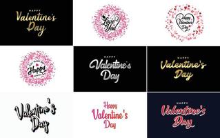Love word art designs with heart shapes vector