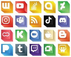 3D Social Media Brand Icons 20 pack such as douyin. feed. deviantart. rss and microsoft team icons. Fully editable and professional vector