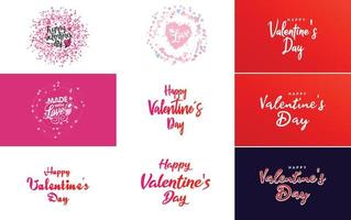 plantilla de banner de feliz día de san valentín con un tema romántico y un esquema de color rojo vector