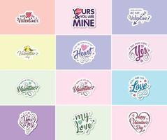 Heartwarming Valentine's Day Typography Stickers vector