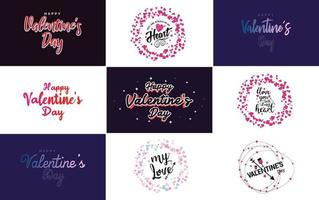 Happy Valentine's Day typography poster with handwritten calligraphy text. isolated on white background vector illustration