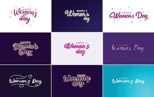 March 8th typographic design set with Happy Women's Day text vector