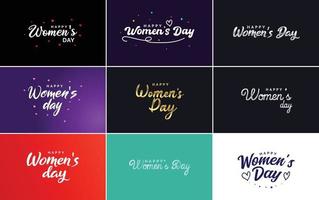 Happy Women's Day typography design with different background colors vector