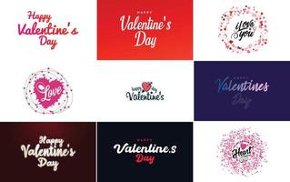 Love word art design with heart shapes and colored backgrounds vector