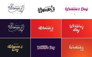 Set of cards with International Women's Day logo and a bright. colorful design vector