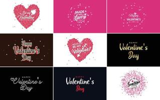 Happy Valentine's Day hand-drawn lettering vector illustration suitable for use in design of flyers. invitations. posters. brochures. and banners