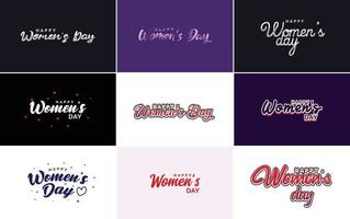 Happy Women's Day typography design set vector