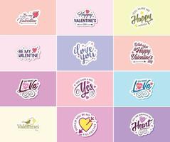 Heartwarming Valentine's Day Typography and Graphics Stickers vector