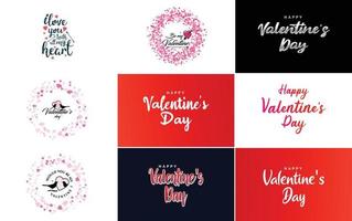 Happy Valentine's Day hand lettering calligraphy text and heart. isolated on white background vector illustration