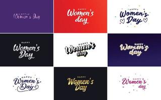 Set of International Women's Day cards with a logo and a gradient color scheme vector