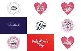 Happy Valentine's Day typography poster with handwritten calligraphy text. isolated on white background vector