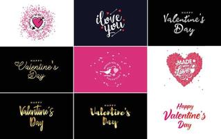 Happy Valentine's Day typography poster with handwritten calligraphy text. isolated on white background vector illustration