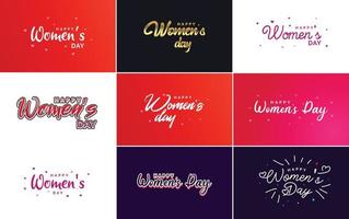 conjunto de carteles del feliz día internacional de la mujer. emblemas y elementos de diseño vector colección de signos. etiquetas. e insignias