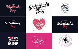 Happy Valentine's Day greeting card template with a romantic theme and a red and pink color scheme vector