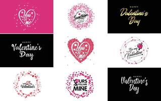 Happy Valentine's Day greeting card template with a romantic theme and a red color scheme vector