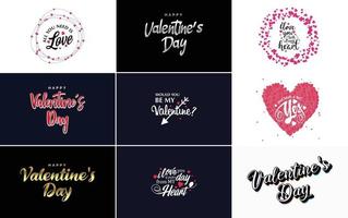 Happy Valentine's Day greeting card template with heart theme vector