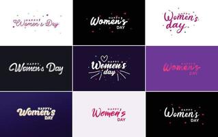 Happy Women's Day typographical design elements set for greeting cards vector