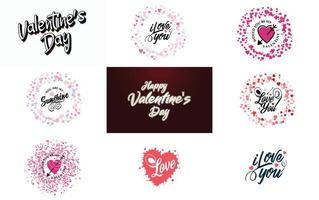 te amo letras dibujadas a mano con un diseño de corazón. adecuado para usar como saludo del día de San Valentín o en diseños románticos vector