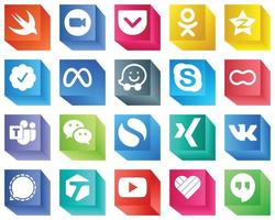 3D Social Media Icons for Designers 20 Icons Pack such as mothers. chat. tencent. skype and facebook icons. Creative and eye-catching vector