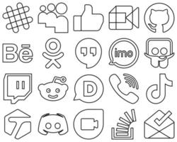 20 Unique and customizable Black Outline Social Media Icons such as reddit. slideshare. behance and audio icons. Fully editable and versatile vector