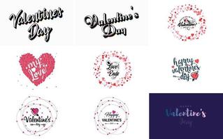 Happy Valentine's Day typography poster with handwritten calligraphy text. isolated on white background vector illustration