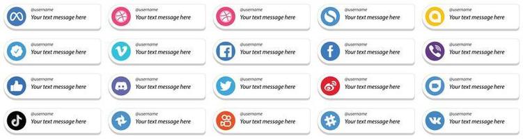 Customizable Social Media Follow Me Icons 20 pack such as message. facebook. facebook. like and rakuten icons. Elegant and high resolution vector