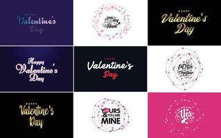 Happy Valentine's Day greeting card template with a heart theme and a pink color scheme vector