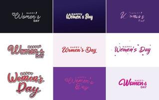 International Women's Day lettering with a love shape. suitable for use in cards. invitations. banners. posters. postcards. stickers. and social media posts vector