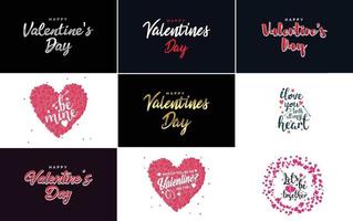 Happy Valentine's Day typography poster with handwritten calligraphy text vector