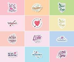 Express Your Love with Valentine's Day Typography and Graphics Stickers vector