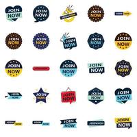 Join Now 25 Unique Typographic Designs to stand out and drive membership vector