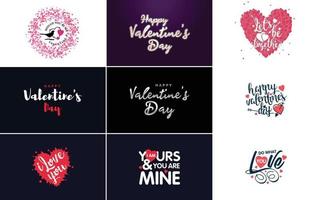 Love and Valentine's word art design with heart shapes vector