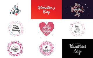 Happy Valentine's Day typography poster with handwritten calligraphy text vector