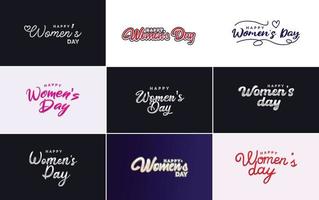 International Women's Day lettering with a love shape. suitable for use in cards. invitations. banners. posters. postcards. stickers. and social media posts vector